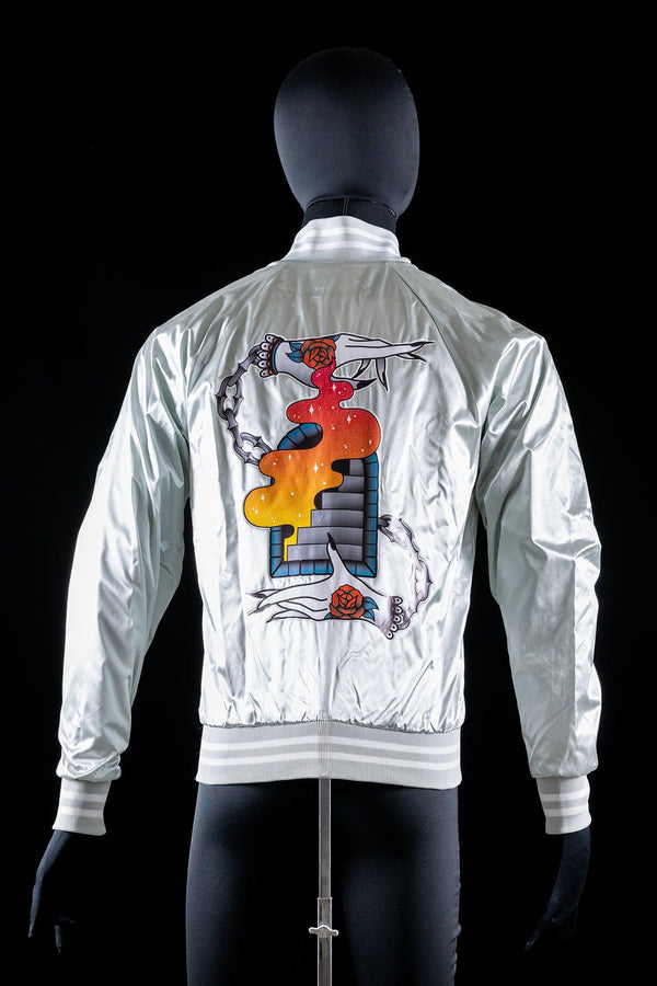 Portal Satin Jacket - Sage Screenprinting